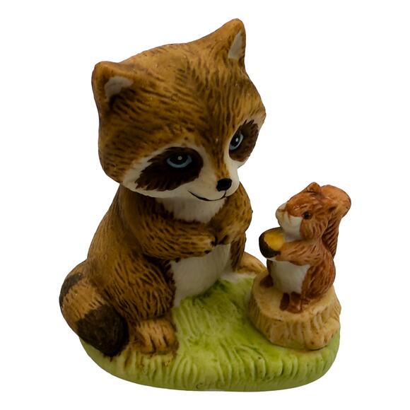 Vintage HOMCO Forest Friends (1418) Porcelain Animal Set Bear Raccoon Rabbit - Picture 3 of 9